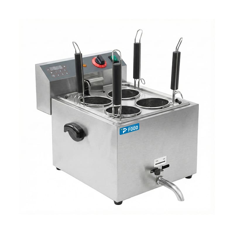 Cuocipasta elettrico da banco con vasca da 10 lt completo di n&deg; 4 cestelli e rubinetto - potenza 3250 watt