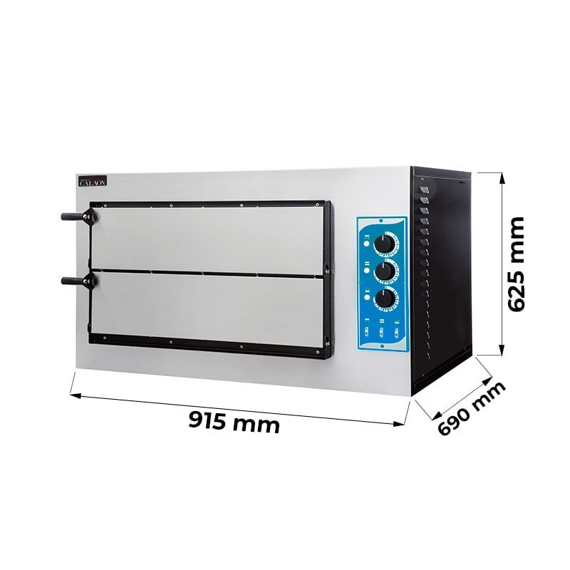Fornetto pizza elettrico doppia camera con porta cieca per 1+1 pizza &Oslash; 45 cm | 1+1 teglia EN 60x40