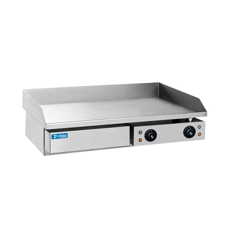 Fry top elettrico da banco a doppia zona di cottura con piastra liscia - monofase potenza 4400 watt