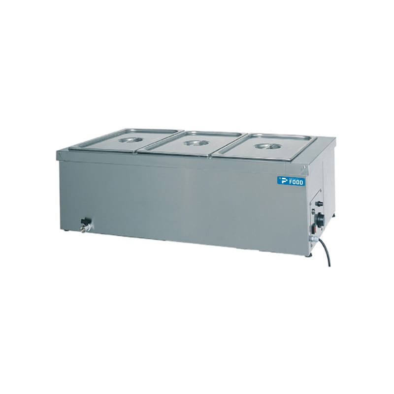 Bagnomaria da banco per 3 bacinelle GN 1/1 h 20 cm con rubinetto