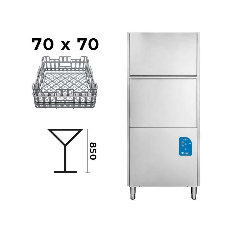 Lavaoggetti elettronica con cestello 70x70 completa di dosatore detergente e brillantante