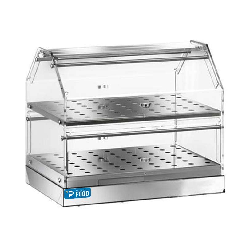 Vetrina neutra da banco con 2 ripiani in acciaio inox AISI 304 - Lunghezza 50 cm