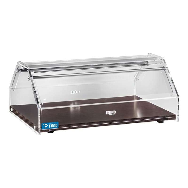 Vetrina neutra da banco con 1 ripiano in legno color weng&eacute; - Lunghezza 50 cm