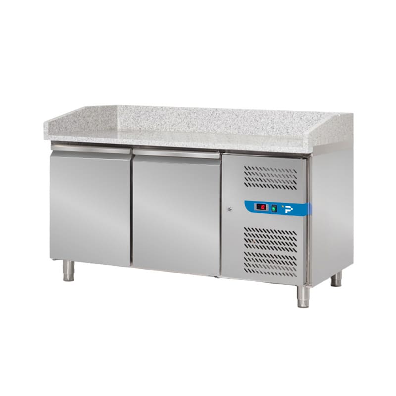 Banco pizzeria refrigerato con n&deg; 2 porte EN 60x40 senza vetrinetta portagusti