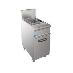 Friggitrice professionale a gas su mobile con vasca singola da 13 lt