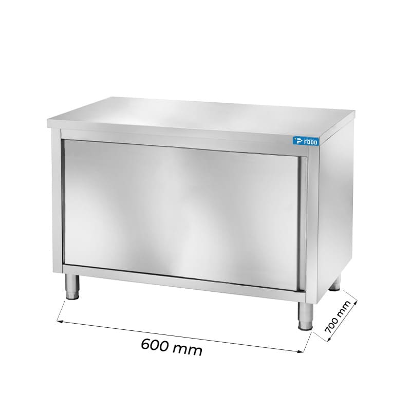 Tavolo armadiato in acciaio inox senza alzatina L600xP700xH850 mm