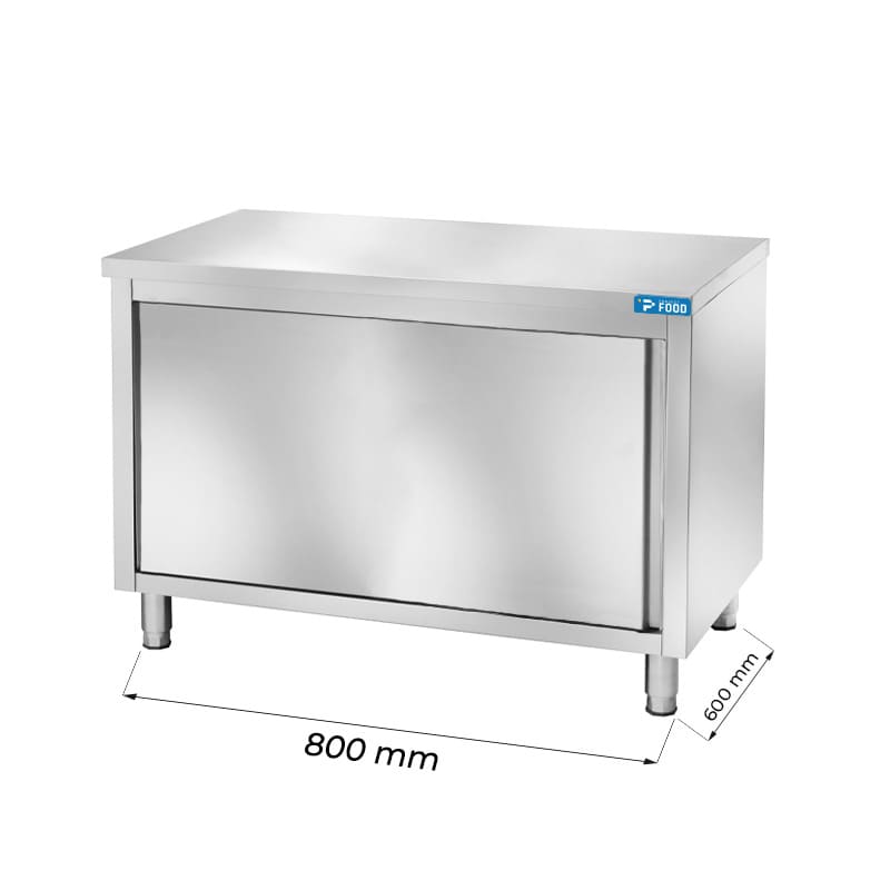 Tavolo armadiato in acciaio inox senza alzatina L800xP600xH850 mm