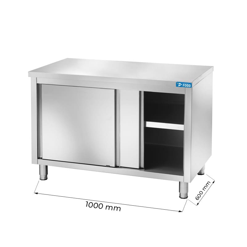 Tavolo armadiato in acciaio inox senza alzatina L1000xP600xH850 mm