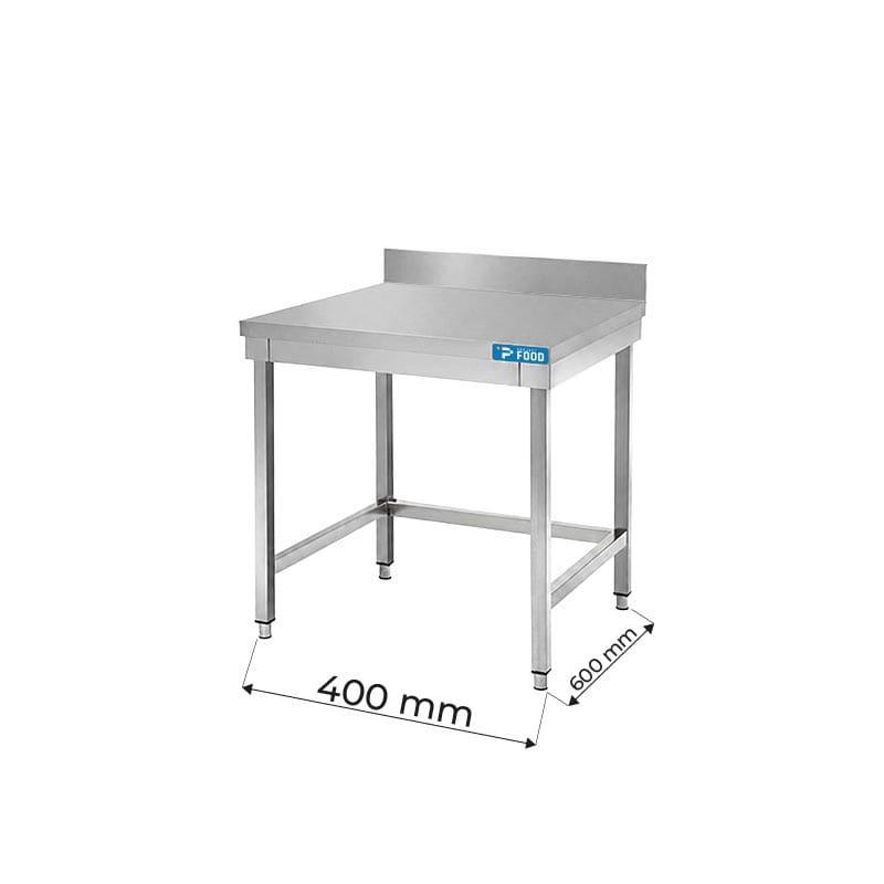 Tavolo aperto in acciaio inox senza ripiano con alzatina L400xP600xH850 mm