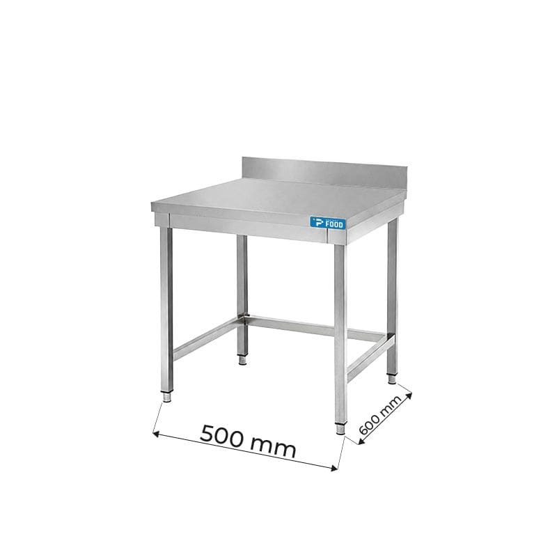 Tavolo aperto in acciaio inox senza ripiano con alzatina L500xP600xH850 mm