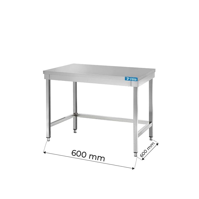 Tavolo aperto in acciaio inox senza ripiano senza alzatina L600xP600xH850 mm