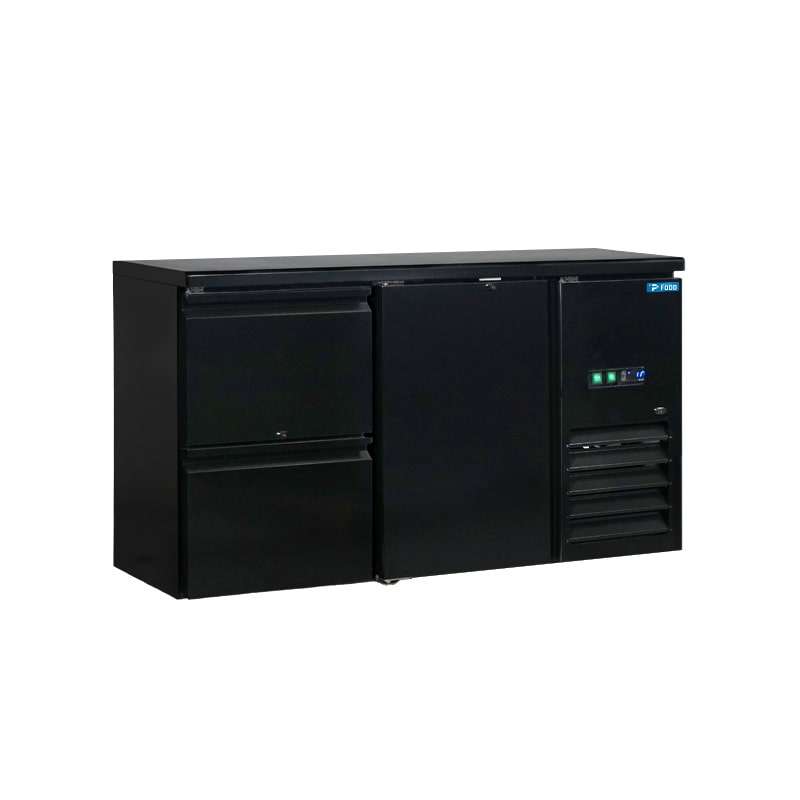 Tavolo refrigerato nero 1 porta e 2 cassetti