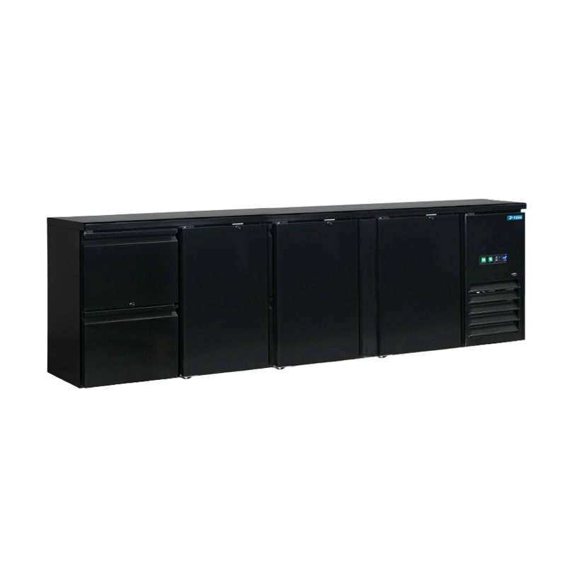 Tavolo refrigerato nero 3 porte e due cassetti