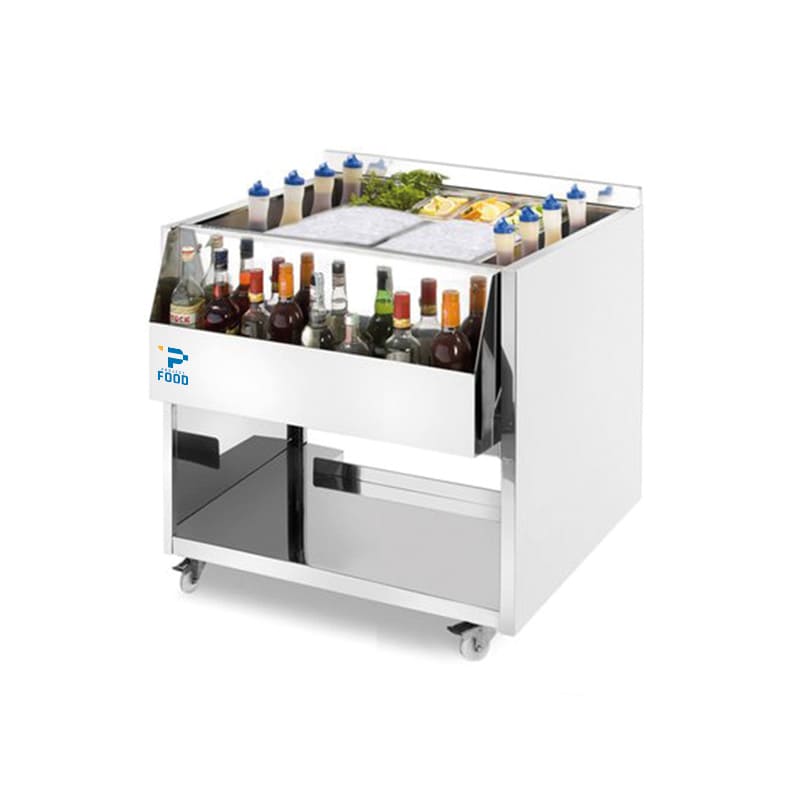 Cocktail station in acciaio inox AISI 304 su ruote senza lavello L750xP700xH830 mm