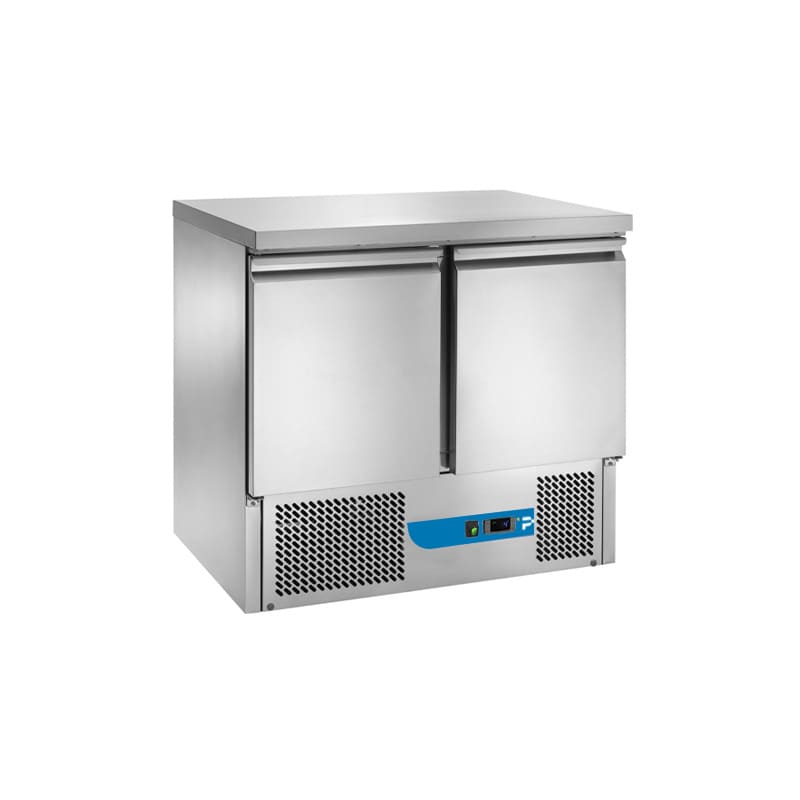 Saladette a refrigerazione statica con n&deg; 2 porte e piano in acciaio inox - temp da -12&deg;C a -18&deg;C