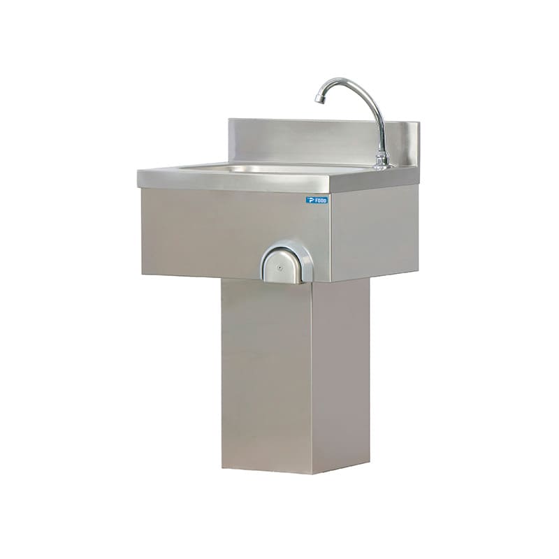 Lavamani in acciaio inox con comando a ginocchio da appendere a muro L500xP400xH530 mm