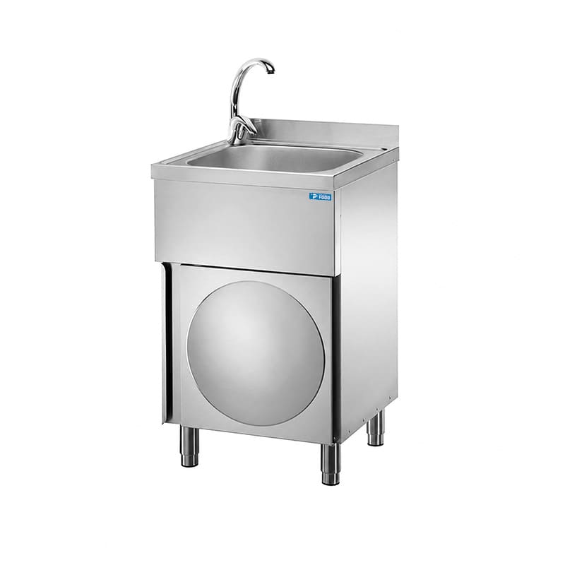 Lavamani in acciaio inox su mobile con anta battente L500xP500xH850 mm
