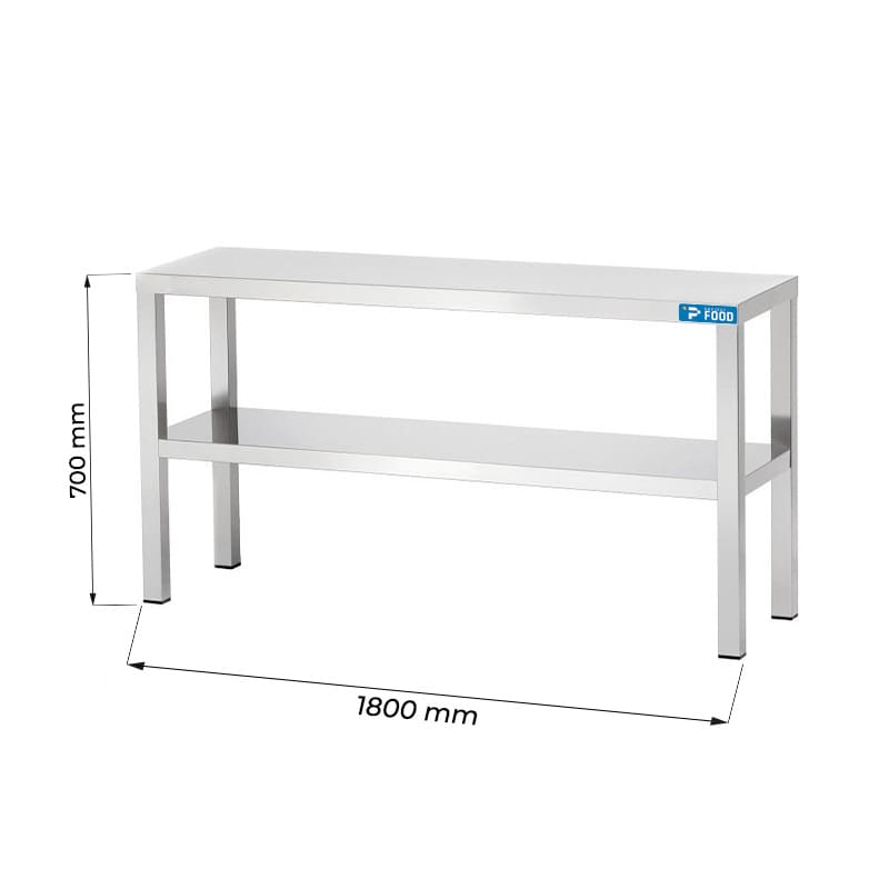 Ripiano di appoggio doppio in acciaio inox L1800xP350xH700 mm
