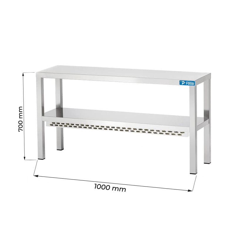 Ripiano di appoggio doppio riscaldato in acciaio inox L1000xP350xH700 mm