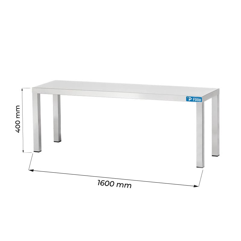 Ripiano di appoggio singolo in acciaio inox L1600xP350xH400 mm