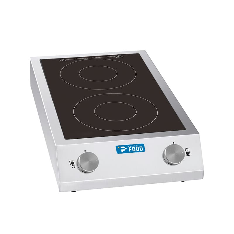 Piastra ad induzione trifase a 2 zone superficie induttive &Oslash; da 12 a 26 cm - potenza 3500 + 3500 watt
