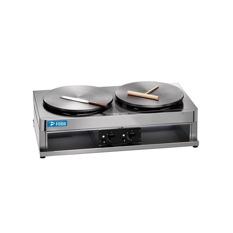 Crepiera a gas da banco doppia con piani cottura &Oslash; 40 cm - potenza 3600 + 3600 watt