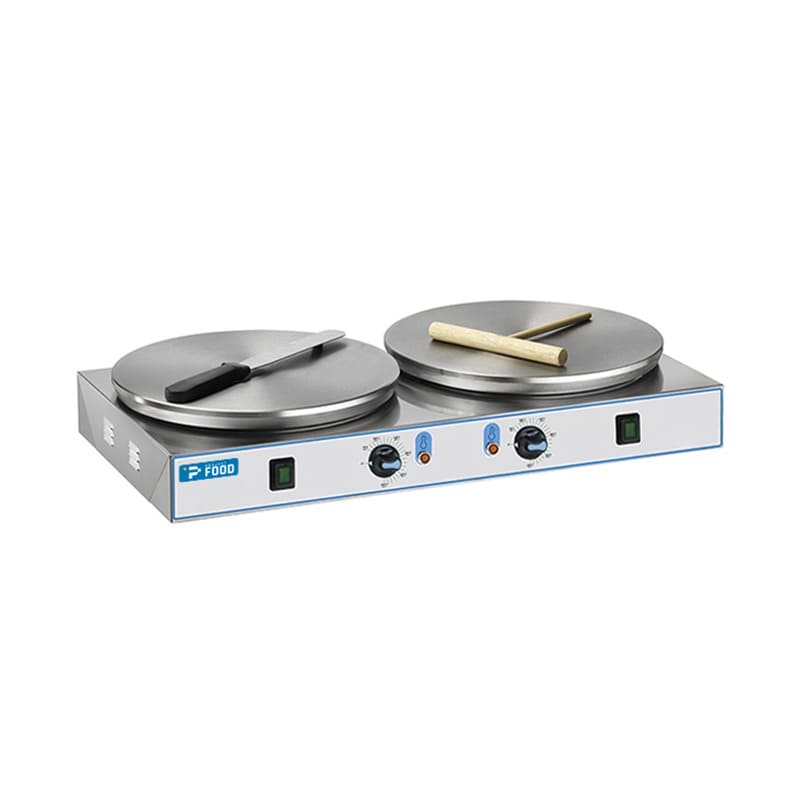 Crepiera elettrica da banco doppia con piani cottura &Oslash; 35 cm - potenza 2000 + 2000 watt
