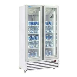 Vetrinetta frigo bibite da 614 lt premium con porte battenti bianca temperatura da 0&deg;C a +10&deg;C