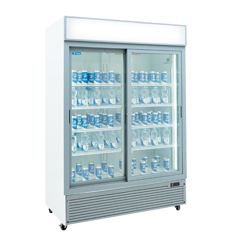 Vetrinetta frigo bibite da 912 lt premium con porte scorrevoli bianca temperatura da 0&deg;C a +10&deg;C