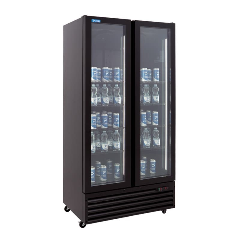 Vetrinetta frigo bibite da 614 lt premium con porte battenti nera temperatura da 0&deg;C a +10&deg;C