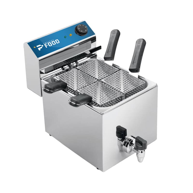 Cuocipasta elettrico da banco con vasca da 6 lt completo di n&deg;4 cestelli e rubinetto - potenza 3000 watt
