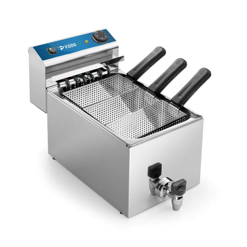 Cuocipasta elettrico da banco con vasca da 8 lt completo di n&deg;3 cestelli e rubinetto - potenza 6000 watt