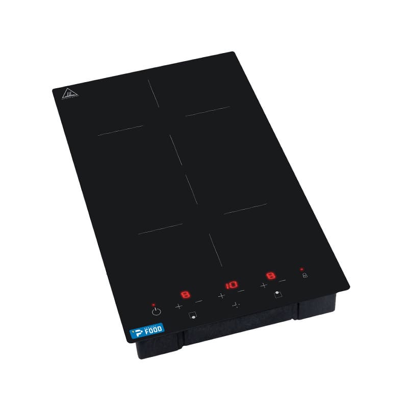 Piastra ad induzione da incasso 2 zone superficie induttiva &Oslash; da 27 a 49 cm - potenza 1800 watt + 1300 watt