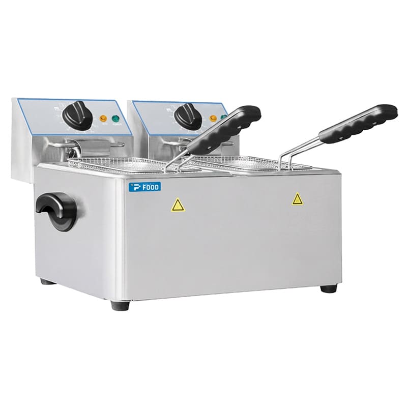 Friggitrice elettrica da banco con n&deg; 2 vasche da 4 lt - potenza 2500 + 2500 watt