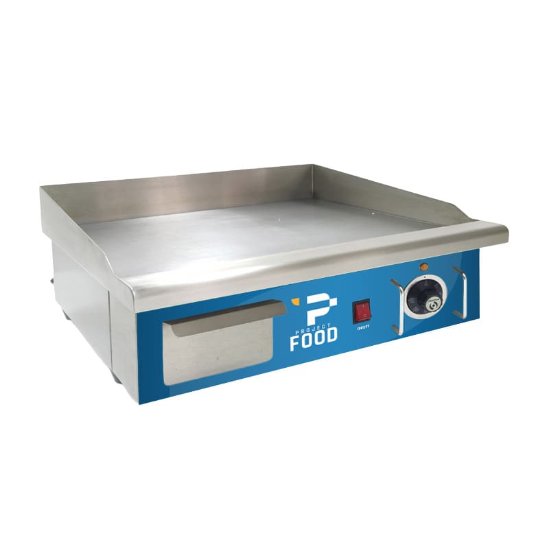 Fry top elettrico da banco a singola zona di cottura con piastra liscia - monofase potenza 3000 watt