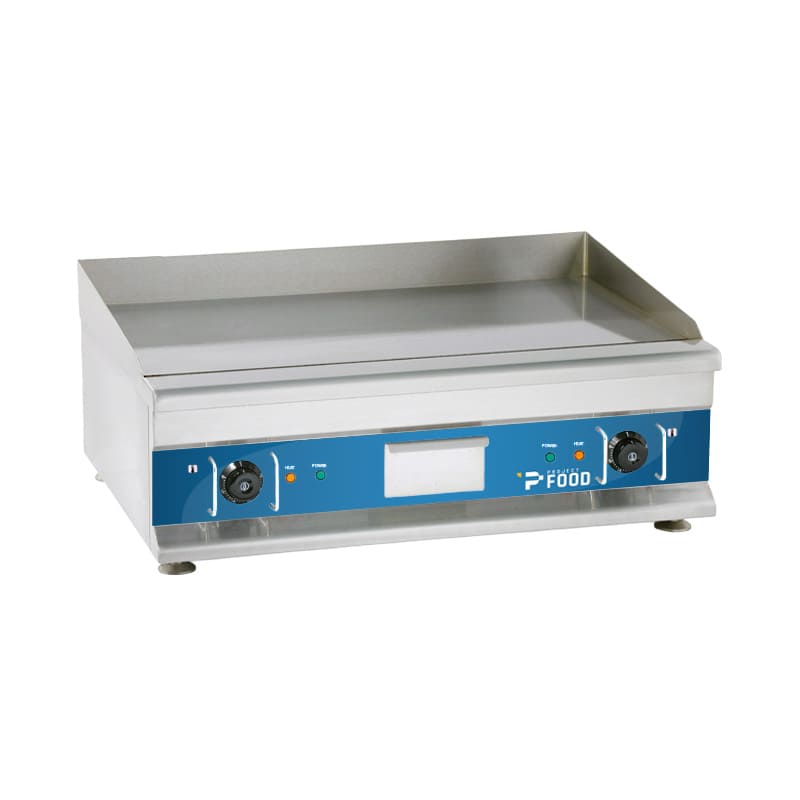 Fry top elettrico da banco a doppia zona di cottura con piastra liscia - trifase potenza 6000 watt