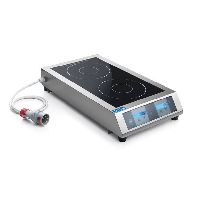 Piastra ad induzione trifase a 2 zone superficie induttive &Oslash; da 12 a 28 cm - potenza 3500 + 3500 watt