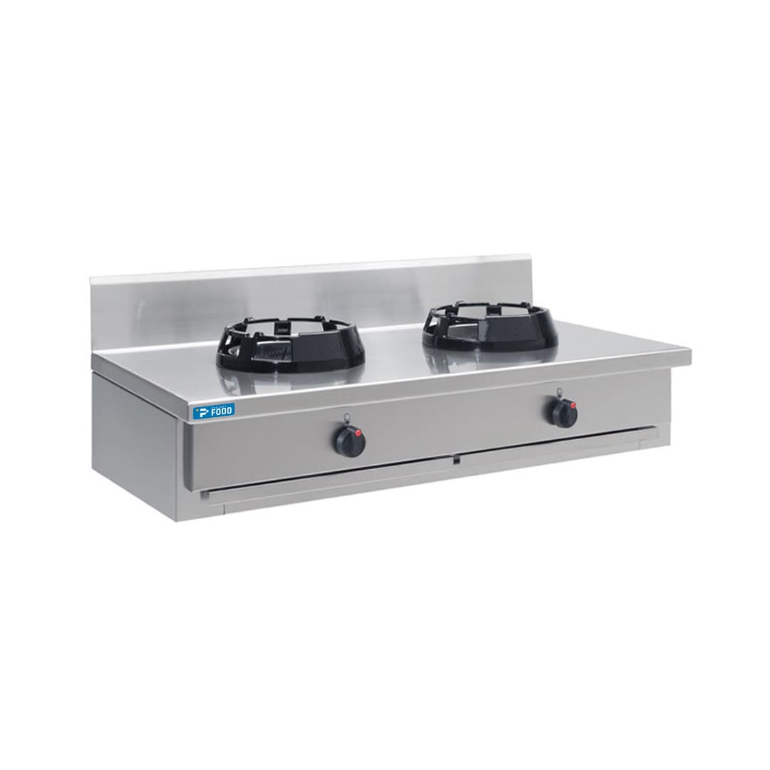 Piano cottura a gas per wok da banco con n&deg; 2 fuochi - lunghezza 1000 mm