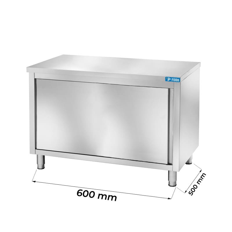 Tavolo armadiato in acciaio inox senza alzatina L600xP500xH850 mm