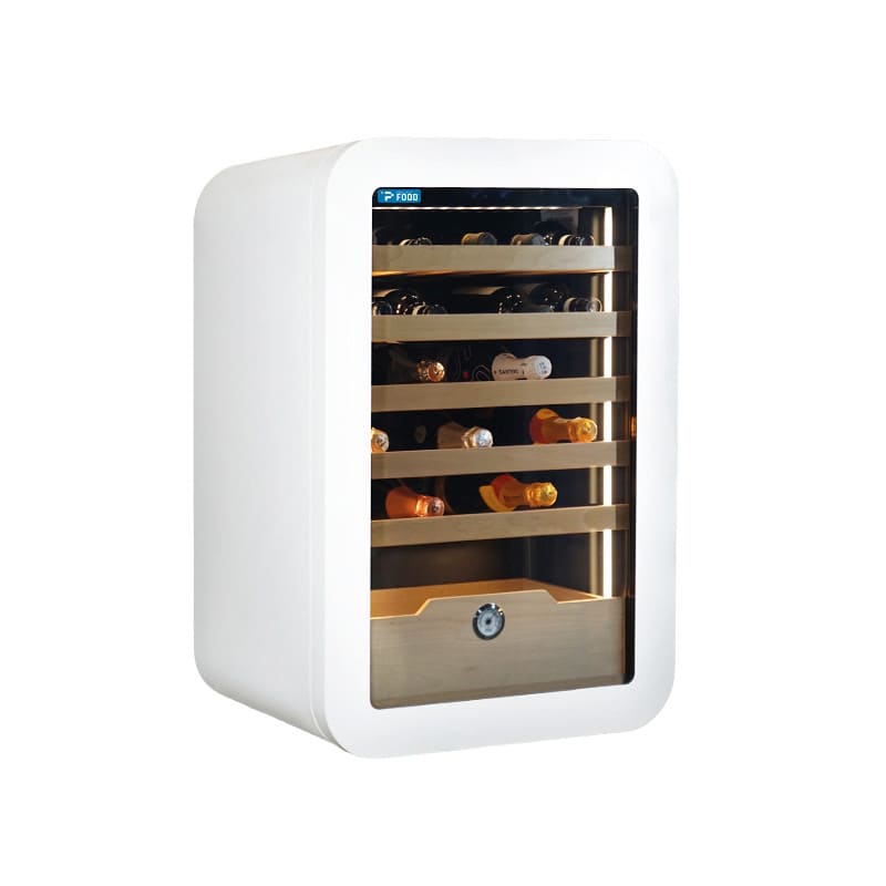 Cantina vini premium White per 36 bottiglie mono temperatura a refrigerazione ventilata - ripiani in legno
