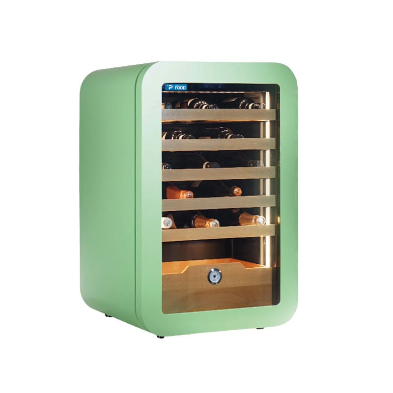 Cantina vini premium Green per 36 bottiglie mono temperatura a refrigerazione ventilata - ripiani in legno