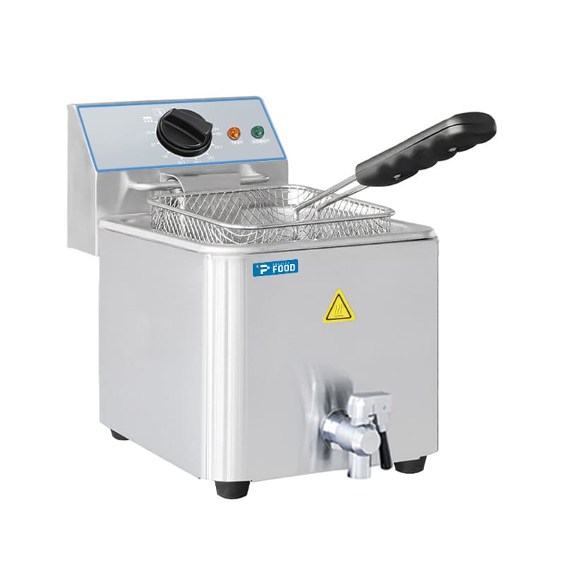 Friggitrice elettrica da banco easy con n&deg; 1 vasca da 8 lt e rubinetto - potenza 3250 watt