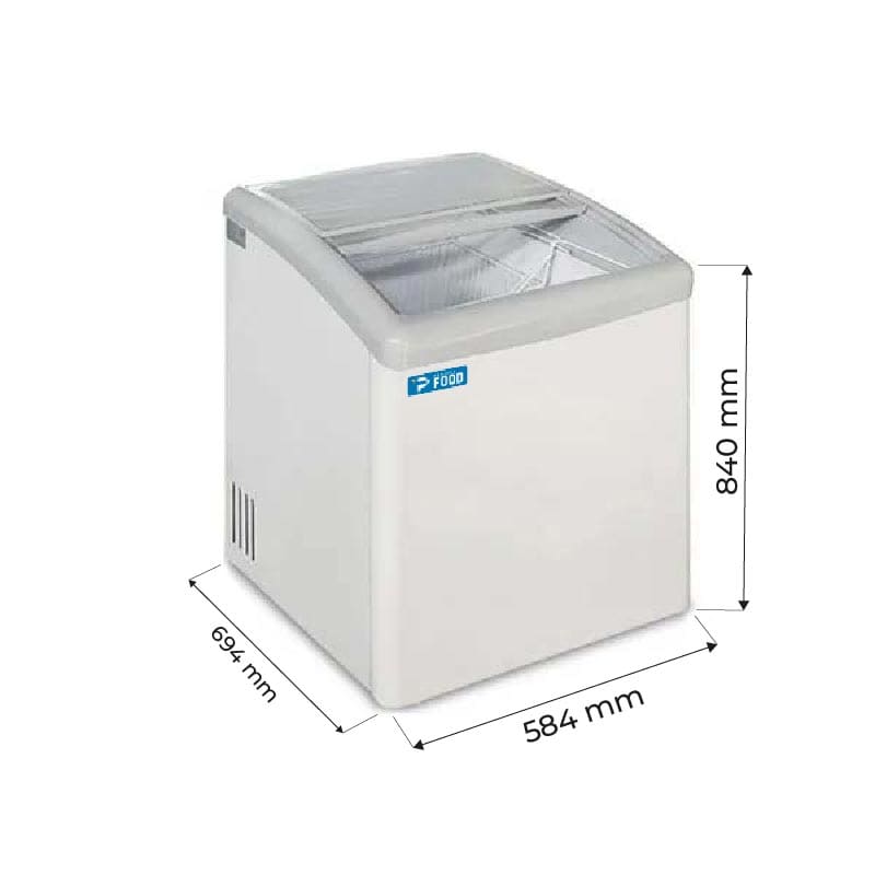 Congelatore a pozzetto con porte vetro curvo temp. da -24&deg;C a -12&deg;C - capacit&agrave; 158 lt