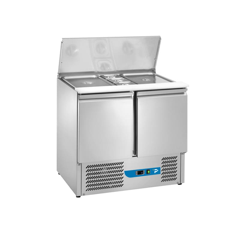 Saladette a refrigerazione ventilata con n&deg; 2 porte e coperchio - temp da +2&deg;C a +8&deg;C