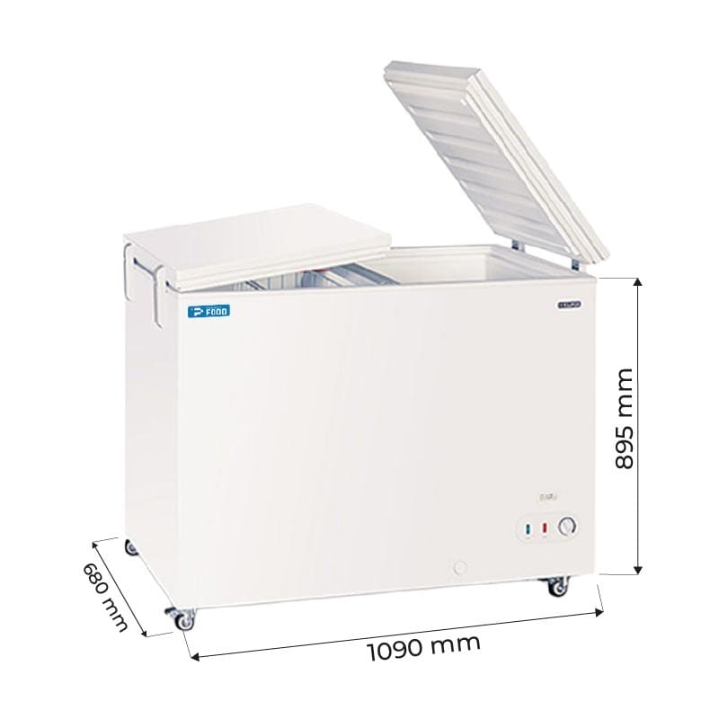 Congelatore a pozzetto con porta cieca flip-flop temp da -10&deg;C a -23&deg;C - capacit&agrave; 304 lt
