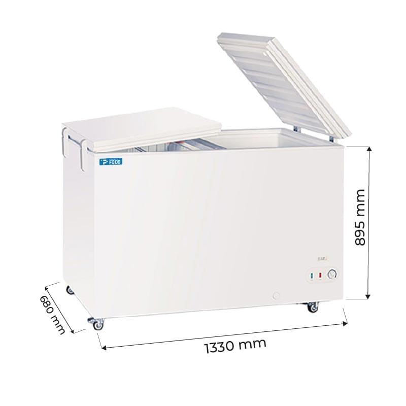 Congelatore a pozzetto con porta cieca flip-flop temp da -10&deg;C a -23&deg;C - capacit&agrave; 383 lt