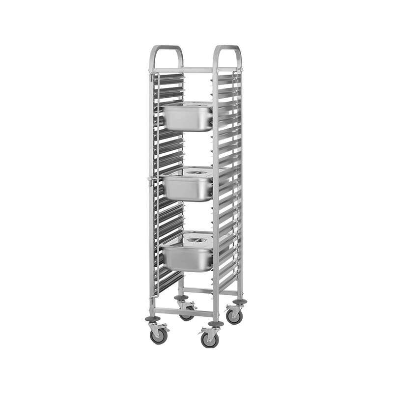 Carrello portateglie in acciaio inox per 15 teglie GN 1/1 &ndash; L380xP550xH1710 mm