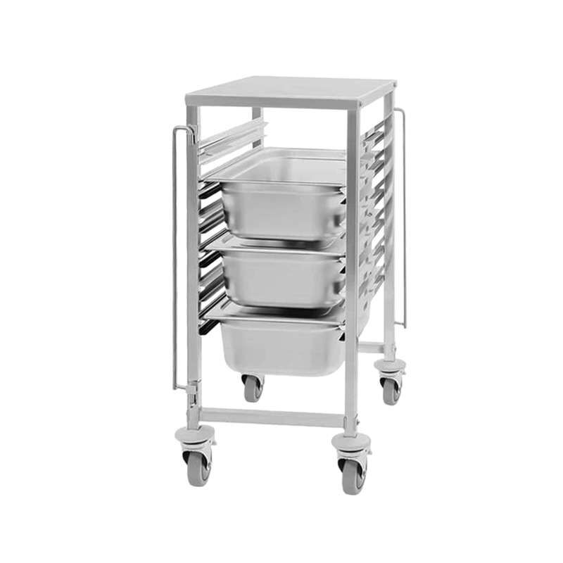 Carrello portateglie in acciaio inox per 6 teglie GN 1/1 &ndash; L380xP550xH950 mm