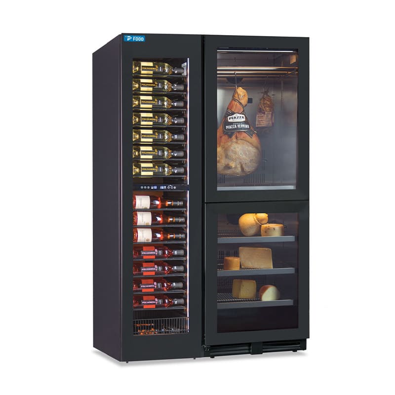 Cantina vini doppiatemperatura da 105 bottiglie temp. +2&deg;C a +20&deg;C e vetrina espositiva per carne/salumi temp. da 0&deg;C a +20&deg;C