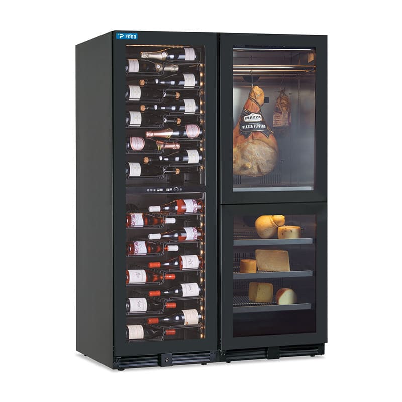 Cantina vini monotemperatura da 128 bottiglie temp. +2&deg;C a +20&deg;C e vetrina espositiva per carne/salumi temp. da 0&deg;C a +20&deg;C